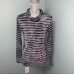 OXYGEN cowl neck long sleeve pullover shirt women’s size small striped